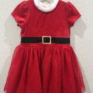 Girls Red Santa Belt Tulle Holiday Dress